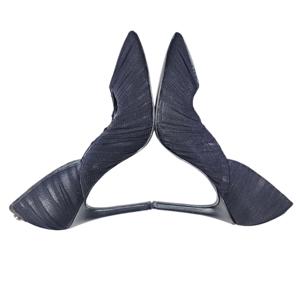 GUESS Gabby Black Mesh Tulle Ruched Pleated Pointed Toe Stiletto Pumps. 6.1/2 - Picture 5 of 14